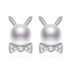 2020 Fashion 925 Sterling Silver With Pearl Cute Rabbit Stud Earrings Exquisite Animal Jewelry For Women