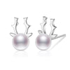 2020 Fashion Buckhorns Antlers Stud Earrings Cute Design Pearls 925 Sterling Silver Fine Earrings for Women