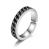 2020 New Arrival Adjustable Co Spin Chain Rings Man&Woman Jewelry Black Silver Fashion 925 Sterling Silver Open Ring