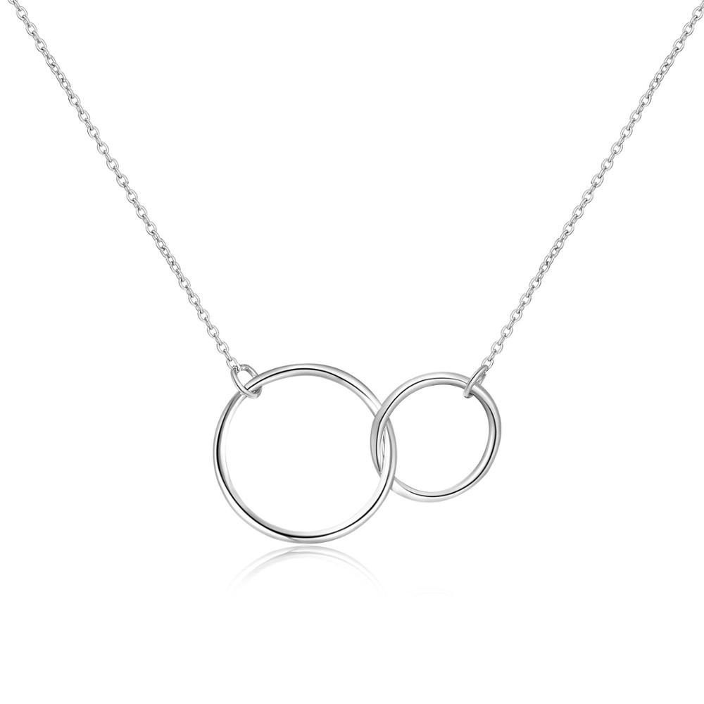 2020 New Arrival Fashion Simple Necklace 925 Sterling Silver Double Round Circle Pendants Fine Jewelry for Women Party