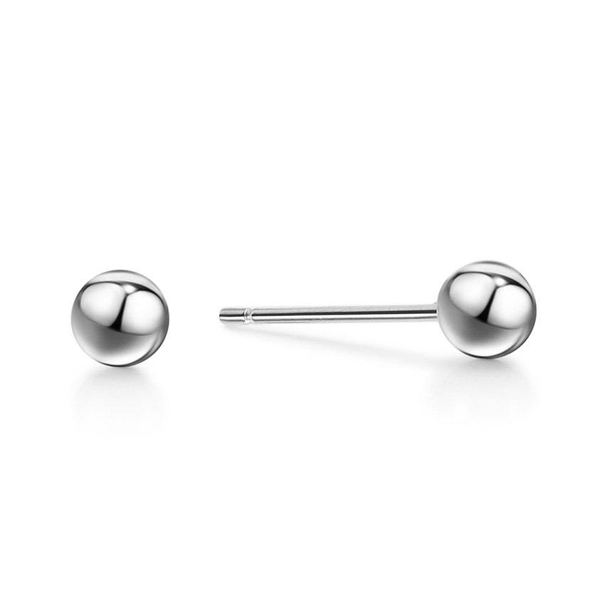 2020 New Style 100% 925 Sterling Silver Jewelry Fashion Cute Tiny Small Round Beads Stud Earrings Gift for Girls Boys