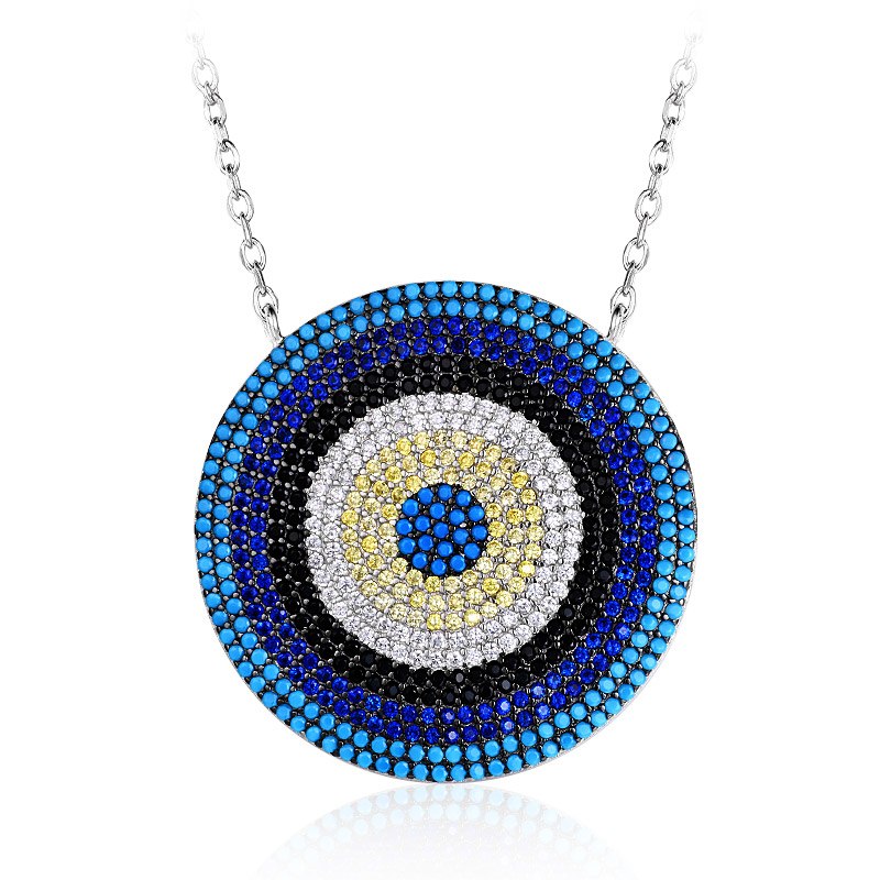 2020New Arrival Micro Pave Cubic Zirconia Big Disco Round Pendant Necklace 925 Sterling Silver Jewelry Valentines Gift