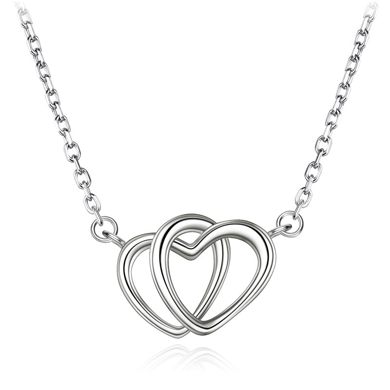 2020 New Fashion Double Love Heart Necklaces&Pendants 925 Sterling Silver Necklaces for Women Collares Populares Jojas