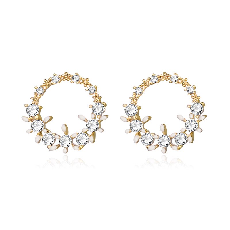 2020 New Gold Silver 925 Stud Earrings Women Simple CZ Post Earring Trendy Retro Circle Earring Piercing for Gift