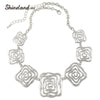 Shineland 2021  Choker Necklace Women Trendy  Flower Chunky Chains Statement Necklace Ethnic Jewelry