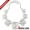 Shineland 2021  Choker Necklace Women Trendy  Flower Chunky Chains Statement Necklace Ethnic Jewelry