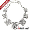 Shineland 2021  Choker Necklace Women Trendy  Flower Chunky Chains Statement Necklace Ethnic Jewelry