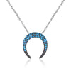 925 Silver Blue Zirconia Crescent Necklaces Pendant Fashion Sterling-Silver-Jewelry Moon Statement Necklace for Women
