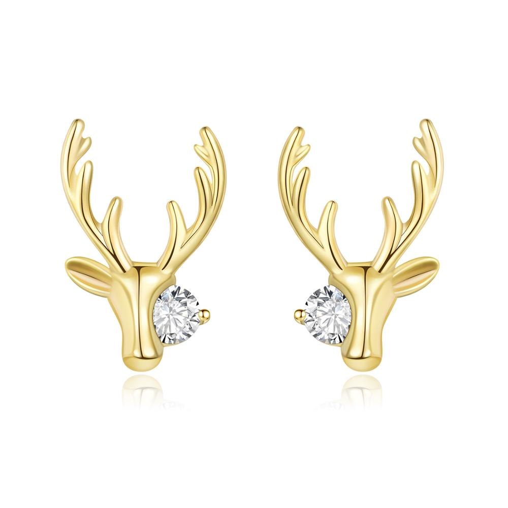925 Sterling Silver CZ Stud Earrings For Women Jewelry Simple Cubic Zircon Ear Piercing Post Earrings Cute Deer