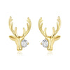 925 Sterling Silver CZ Stud Earrings For Women Jewelry Simple Cubic Zircon Ear Piercing Post Earrings Cute Deer