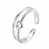925 Sterling Silver Double Twist Rope Love Heart Open Ring Fashion Fine Jewelry Woman Adjustable Finger Ring Best Gift