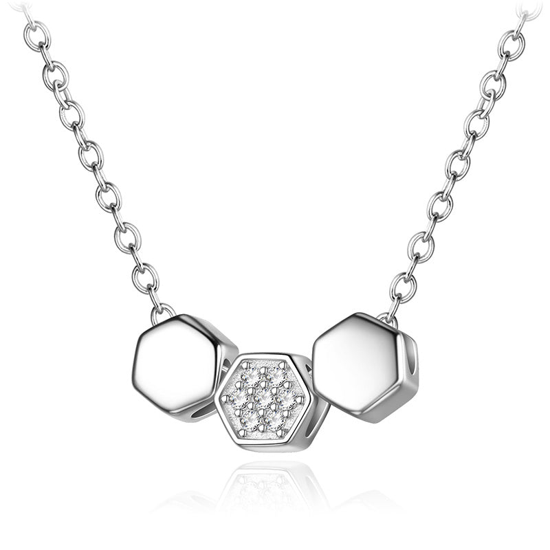 Collier Femme Exquisite AAA Zirconia Hexagon Necklaces&Pendants 925 Sterling Silver Jewelry for Women Engagement Gifts