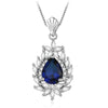 Colorful Crystal Zirconia Water Drop Necklaces&Pendants for Women Retro 100% 925 Sterling Silver Jewelry Wedding Gift