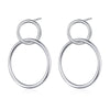 Double Round Circle Drop Earrings 925 Sterling Silver Simple Hollow Dangle Hook Earring For Women Female Fine Jewelry
