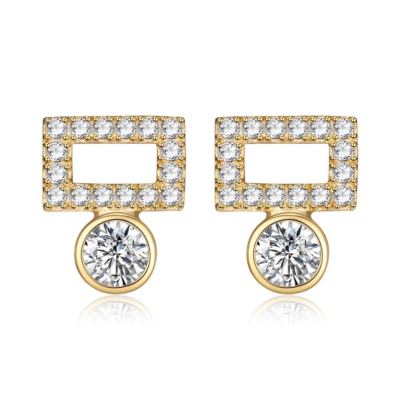 Elegant Rectangle Cubic Zirconia Stud Earrings for Women 2020 New 925 Sterling Silver Fine Jewelry Wedding Party Gift