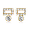 Elegant Rectangle Cubic Zirconia Stud Earrings for Women 2020 New 925 Sterling Silver Fine Jewelry Wedding Party Gift