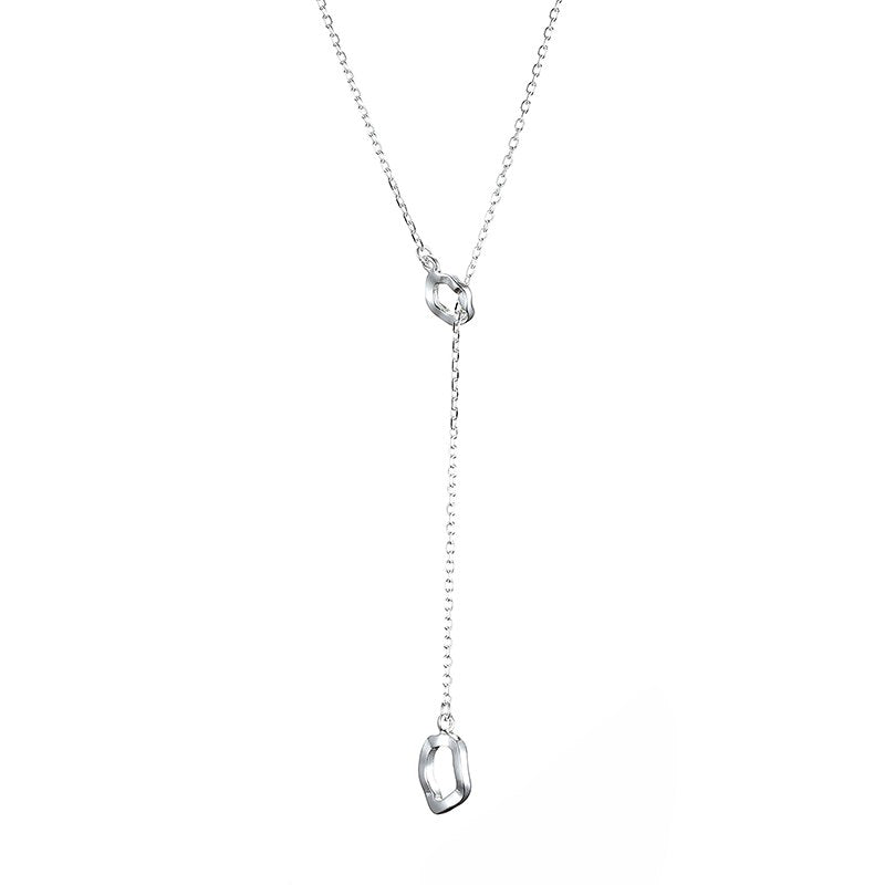 Fashion 925 Sterling Silver Jewelry Wave Round Pendant Y Shape Fine Necklaces for Women GirlS Engagement Wedding Gifts