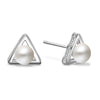 Fashion 925 Sterling Silver Natural Pearl Triangle Stud Earrings for Women Fine Earrings Wedding Jewelry