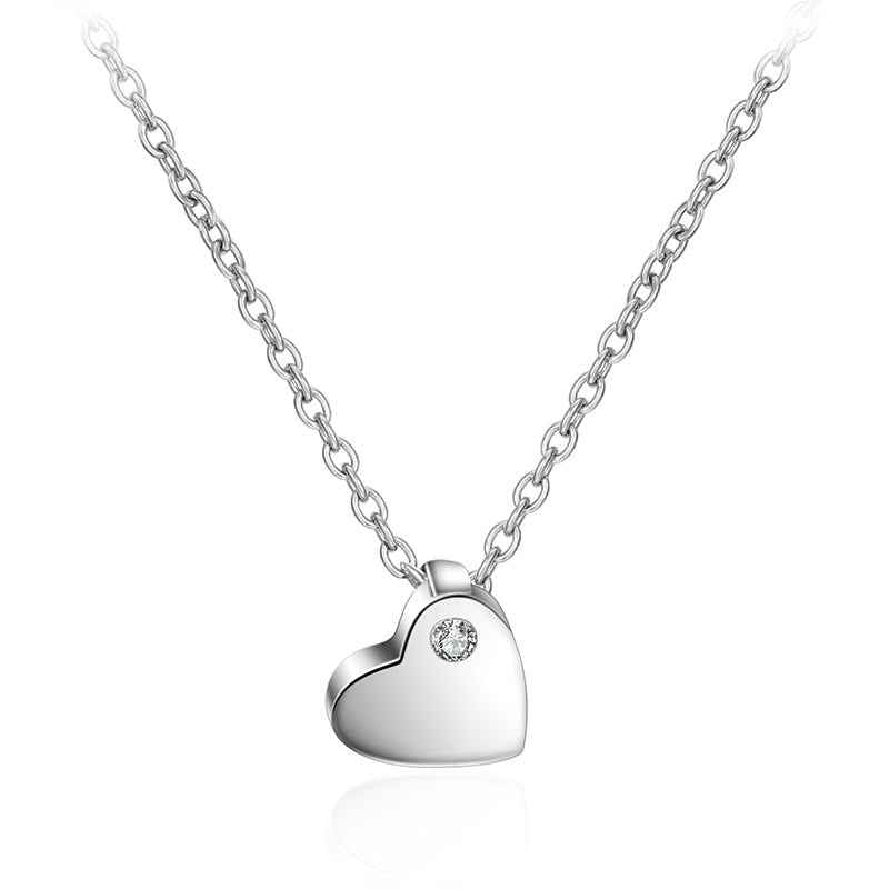 Fashion Romantic 925 Sterling Silver Love Heart Pendants & Necklaces For Women Tiny Heart Statement Necklaces Jewelry