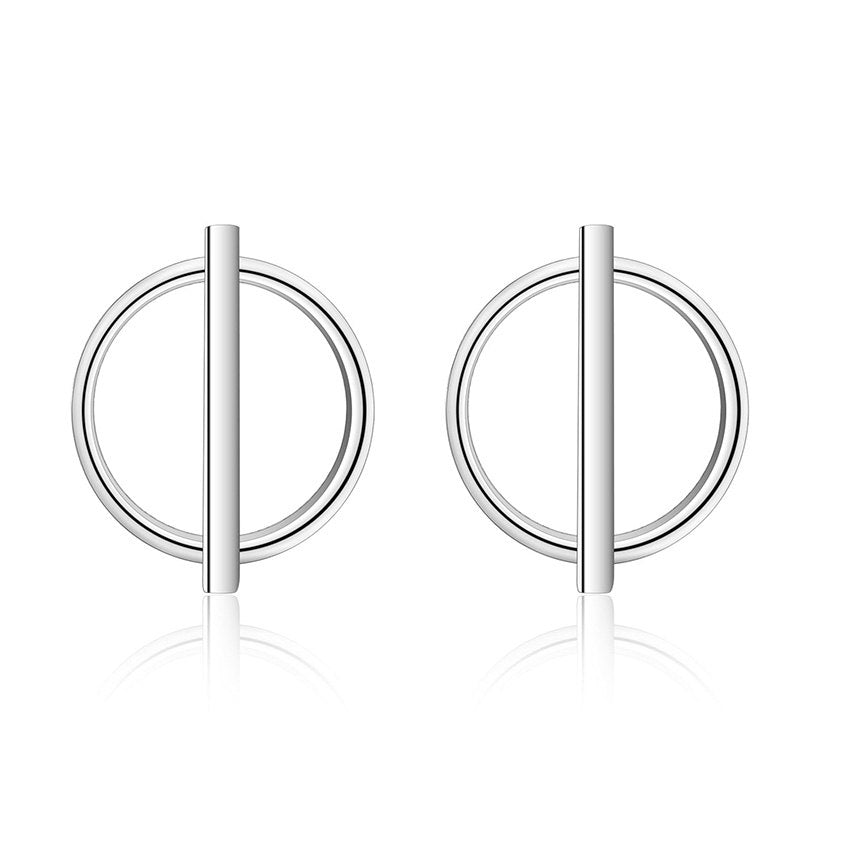 Fashion Simple Diameter Symb Stud Earrings Round Circle Earrings for Men Women 925 Sterling Silver Fine Jewelry Gift