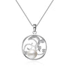 Fashion Vintage Flower Circle with Natural Pearl Pendants & Necklaces for Women 925 Sterling Silver Jewelry