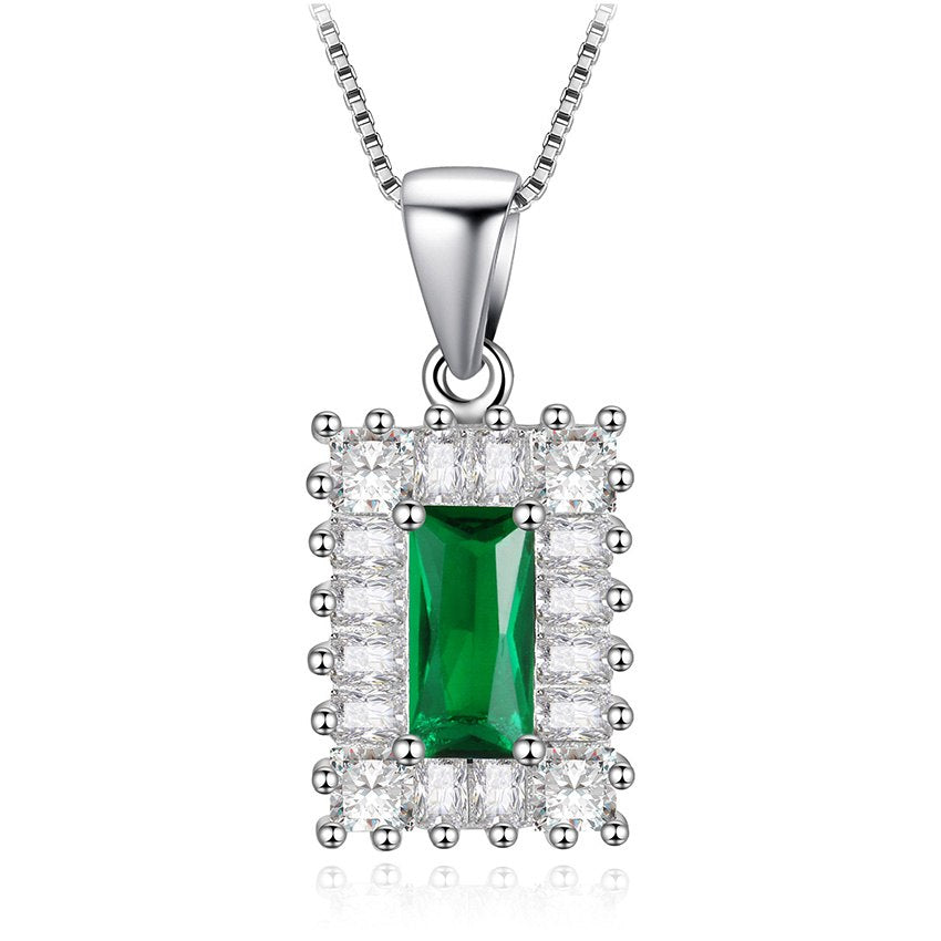 Gorgeous Colorful Cubic Zirconia WaterDrop/Round/Square/Rectangle Pendant 925 Sterling Silver Jewelry Wedding Necklace