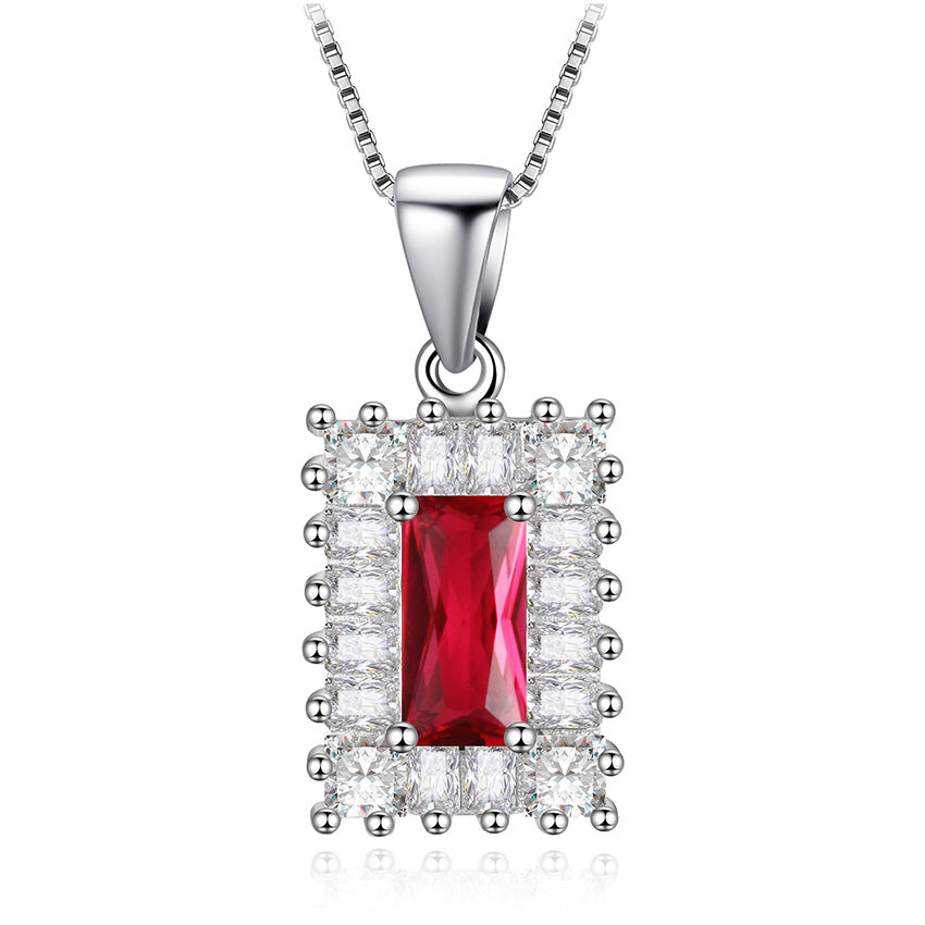 Gorgeous Colorful Cubic Zirconia WaterDrop/Round/Square/Rectangle Pendant 925 Sterling Silver Jewelry Wedding Necklace