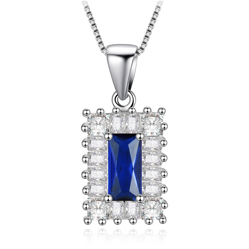 Gorgeous Colorful Cubic Zirconia WaterDrop/Round/Square/Rectangle Pendant 925 Sterling Silver Jewelry Wedding Necklace
