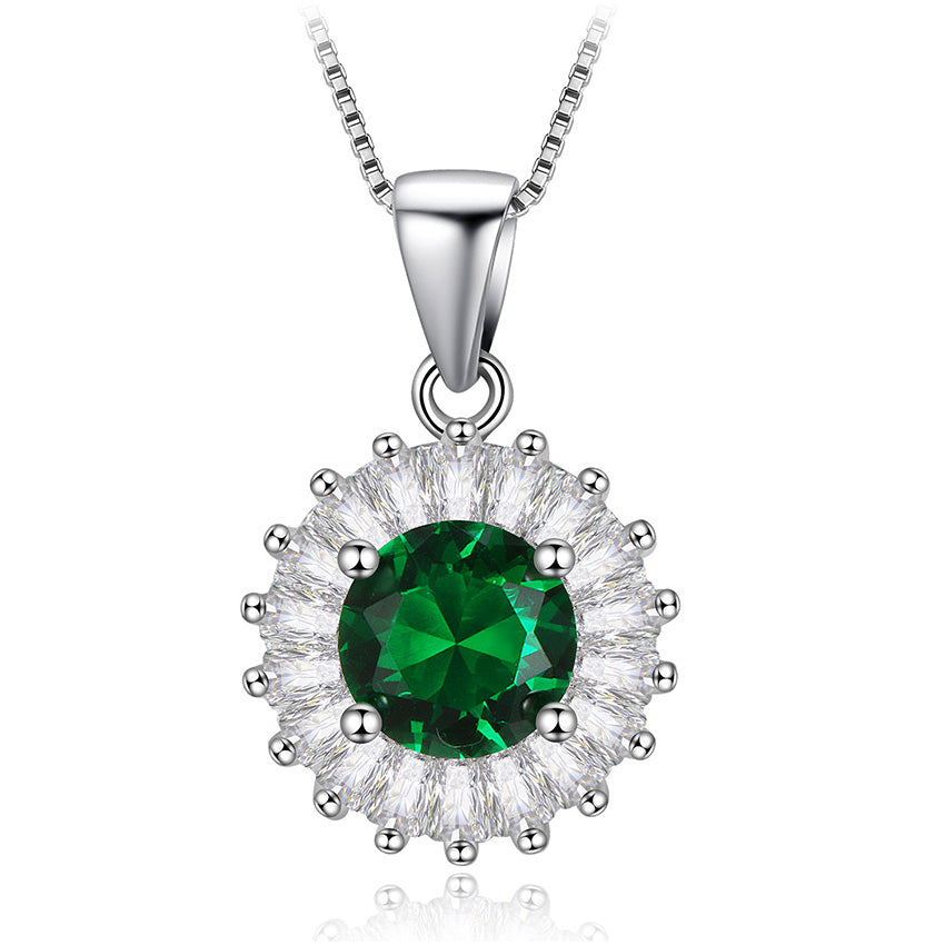 Gorgeous Colorful Cubic Zirconia WaterDrop/Round/Square/Rectangle Pendant 925 Sterling Silver Jewelry Wedding Necklace
