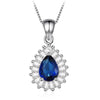 Gorgeous Colorful Cubic Zirconia WaterDrop/Round/Square/Rectangle Pendant 925 Sterling Silver Jewelry Wedding Necklace