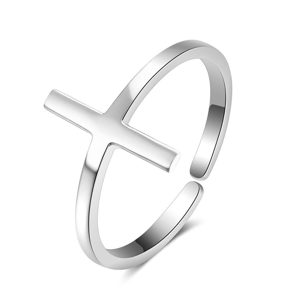 Hot Sale 925 Sterling Silver Punk Cross Open Rings Fashion Adjustable Rings For Women Men S925 Fine Jewelry Best Gifts