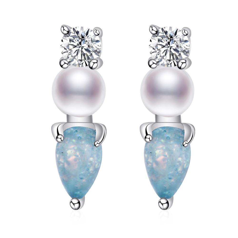 Hot Selling Elegant Pearl Jewelry for Women 925 Silver Stud Earrings Brincos Fashion Zirconia Sterling-silver-jewelry