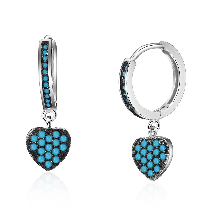 Luxury Vintage Women Heart Pendant Statement Hook Drop Earrings Thai Silver S925 Jewelry For Women Wedding&Engagement