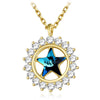 New Charm Sun Blue Stars Zirconia Pendants Necklaces For Women 100% 925 Sterling Silver Jewelry Summer Trendy Collares