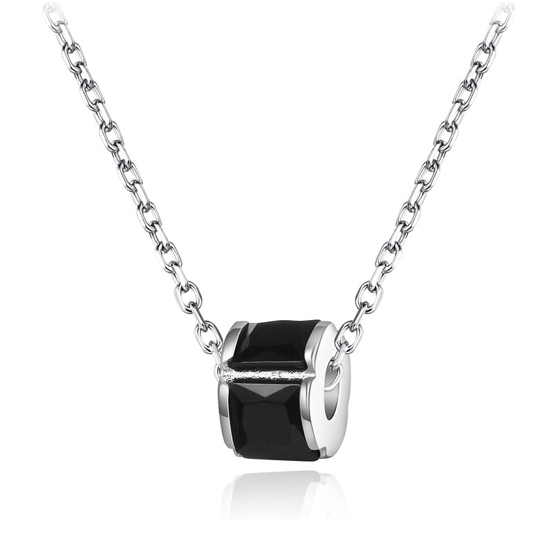New Desgin Elegant Black AAA Zircon Round Pendants&Necklaces 925 Sterling Silver Necklaces Fashion Jewelry for Women