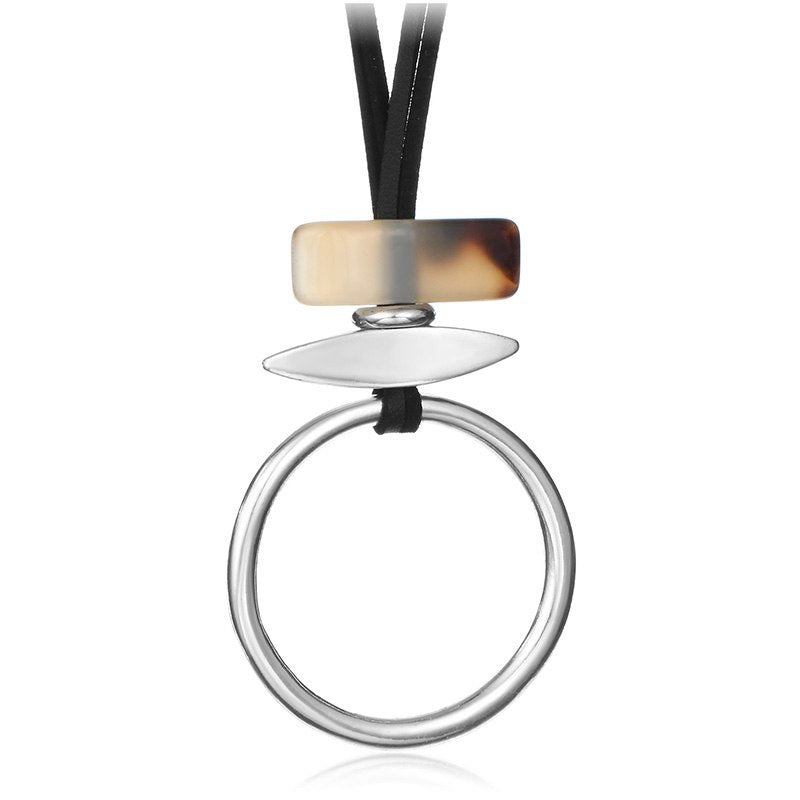 New Design 2 Layers Gold Silver Color Round Resin Stone Necklaces Pendants Fashion Punk Unique Long Collares Mujer