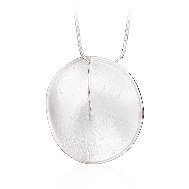 New Double Side Necklace Simple Round Alloy Silver Color Female Fashion Jewelry All-match Long Punk Statement Pendant