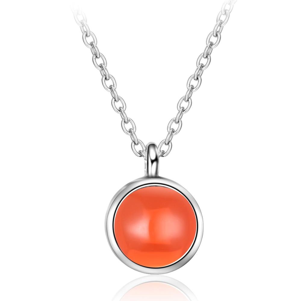 New Natural Stone Round Necklaces&Pendants For Women Fashion Best Friends Pendant Collares 925 Sterling Silver Jewelry