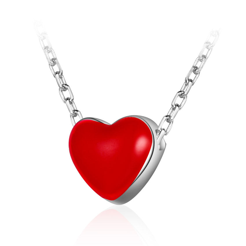New Tiny Red Heart Statement Necklace for Women 925 Sterling Silver Necklaces & Pendants Cute Choker Necklace Jewelry