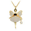 Pure Angel Girl AAA Zirconia Necklaces Pendants Gold Plated Chain 925 Sterling Silver Jewelry For Women Gifts Bijoux
