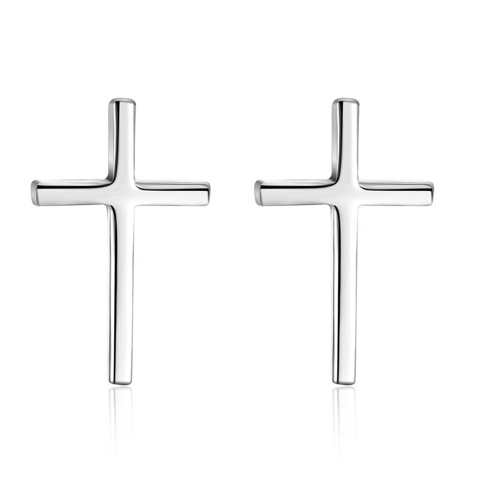 Real 925 Sterling Silver Jewelry Bijouterie Simple Cross Stud Earring for Women Girls Brincos Bijoux Earing Party Gift