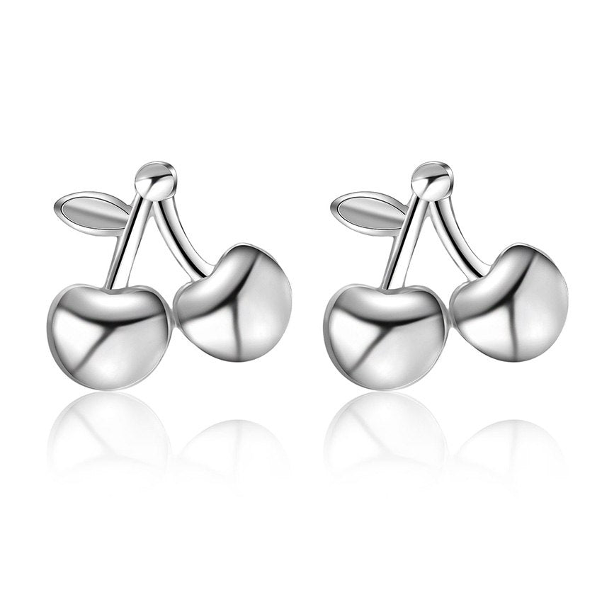 Real 925 Sterling Silver Jewelry Lovely Sweet Fruit Cherry Stud Earrings Fine Jewelry for Women Girls Best Friend Gift