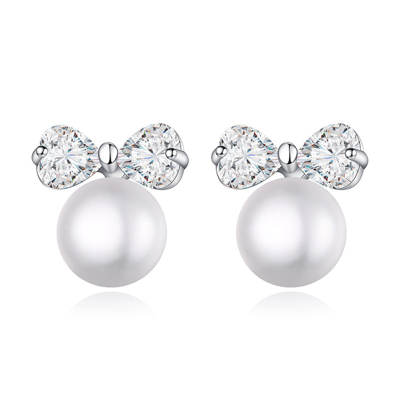 Real Pearl Stud Earrings 925 Silver Earring Plated White Natural Pearls Earrings for Eomen Size 5-5.5mm