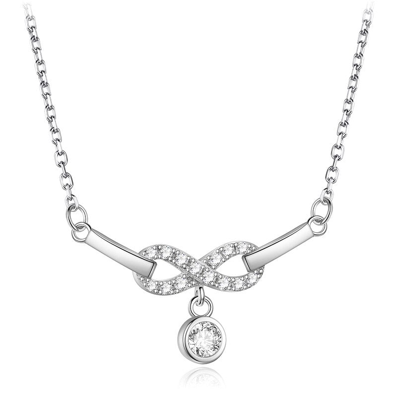 Romantic Infinity symb Pendant Necklace 925 Sterling Silver Necklaces Clavicle Chain Jewelry for Women Best's Gifts