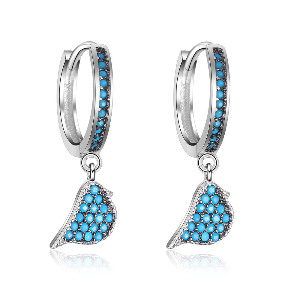 Trendy 100% 925 Sterling Silver Blue Bird Drop Earrings For Women Girl Authentic Pure S925 Dangle Earring Fine Jewelry