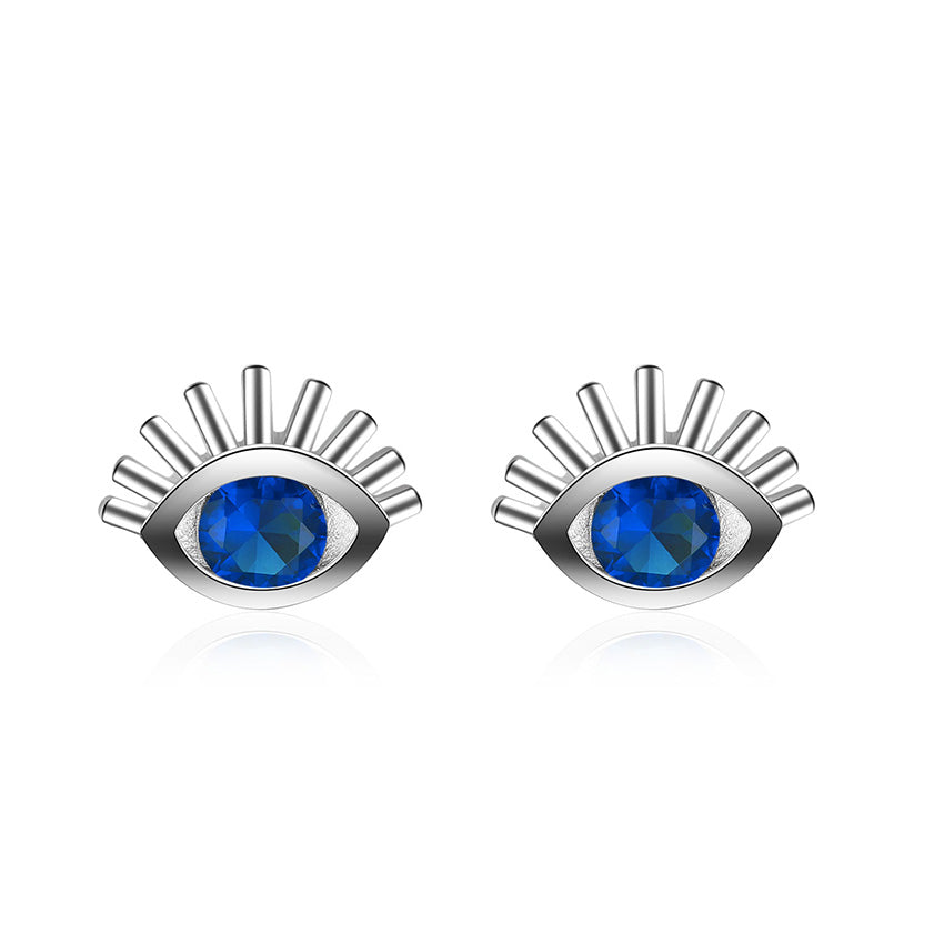 Trendy Big Eyes With Blue Cubic Zirconia Stud Earrings Statement 925 Sterling Silver Fine Jewelry For Women brincos