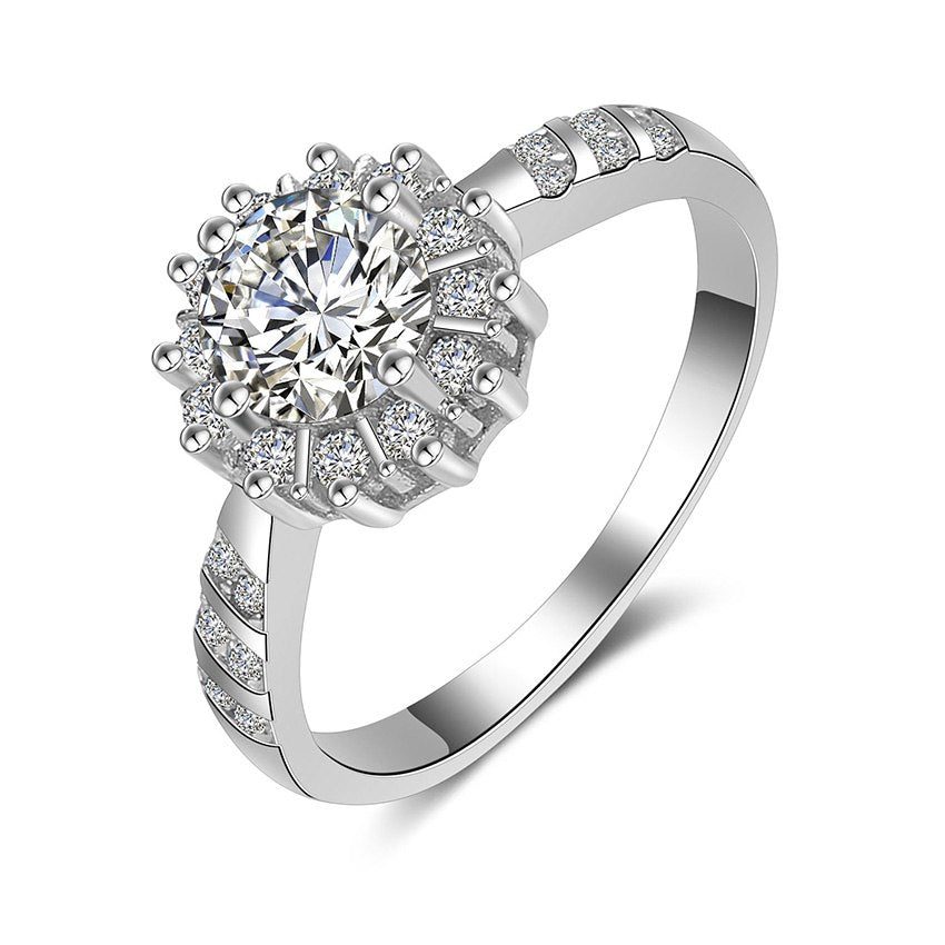 Trendy Luxury Zirconia Inlaid Ring for Women Engagement Wedding 925 Sterling Silver Fine Jewelry Valentine 's D Gift