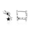 Unique Fashion Three Stars Clip Earrings For Women Girls 925 Sterling Silver Jewelry Co Black Enamel Party Earrings
