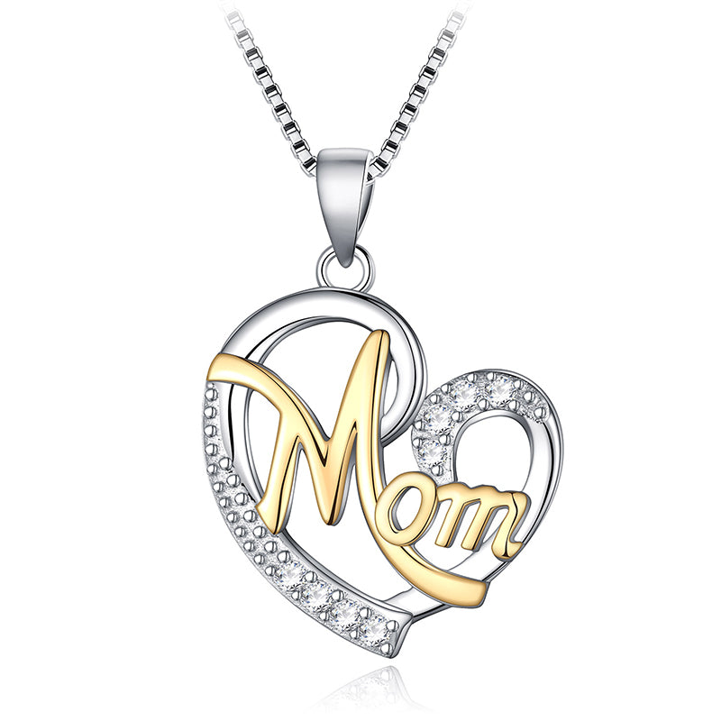 Unique Love Heart Letter Mom Necklaces Pendants 925 Sterling Silver Jewelry For Women Mother's D Best Gifts Collier