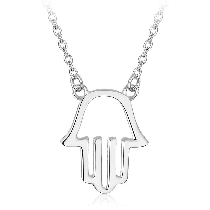 Unisex Fashion Hollow Palm Pendants Beaded Necklaces Women&Man Party Palm Necklaces Collar 925 Sterling Silver Jewelry